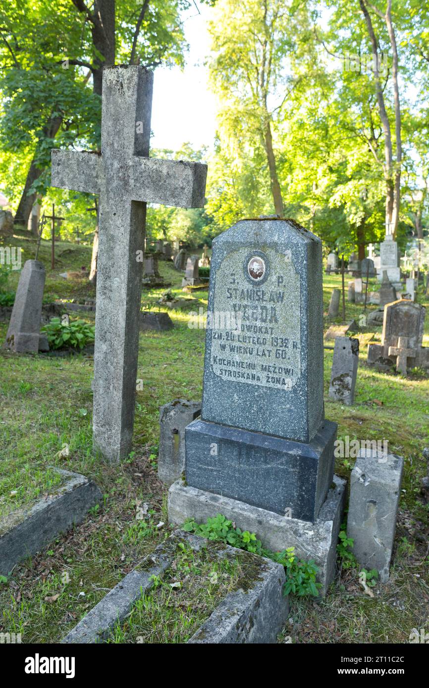 Vilnius, Lituania, 14 AGOSTO 2023. Cimitero Bernardine. Stanislaw Herda o Hebda grave. Advocat. Avvocato Foto Stock