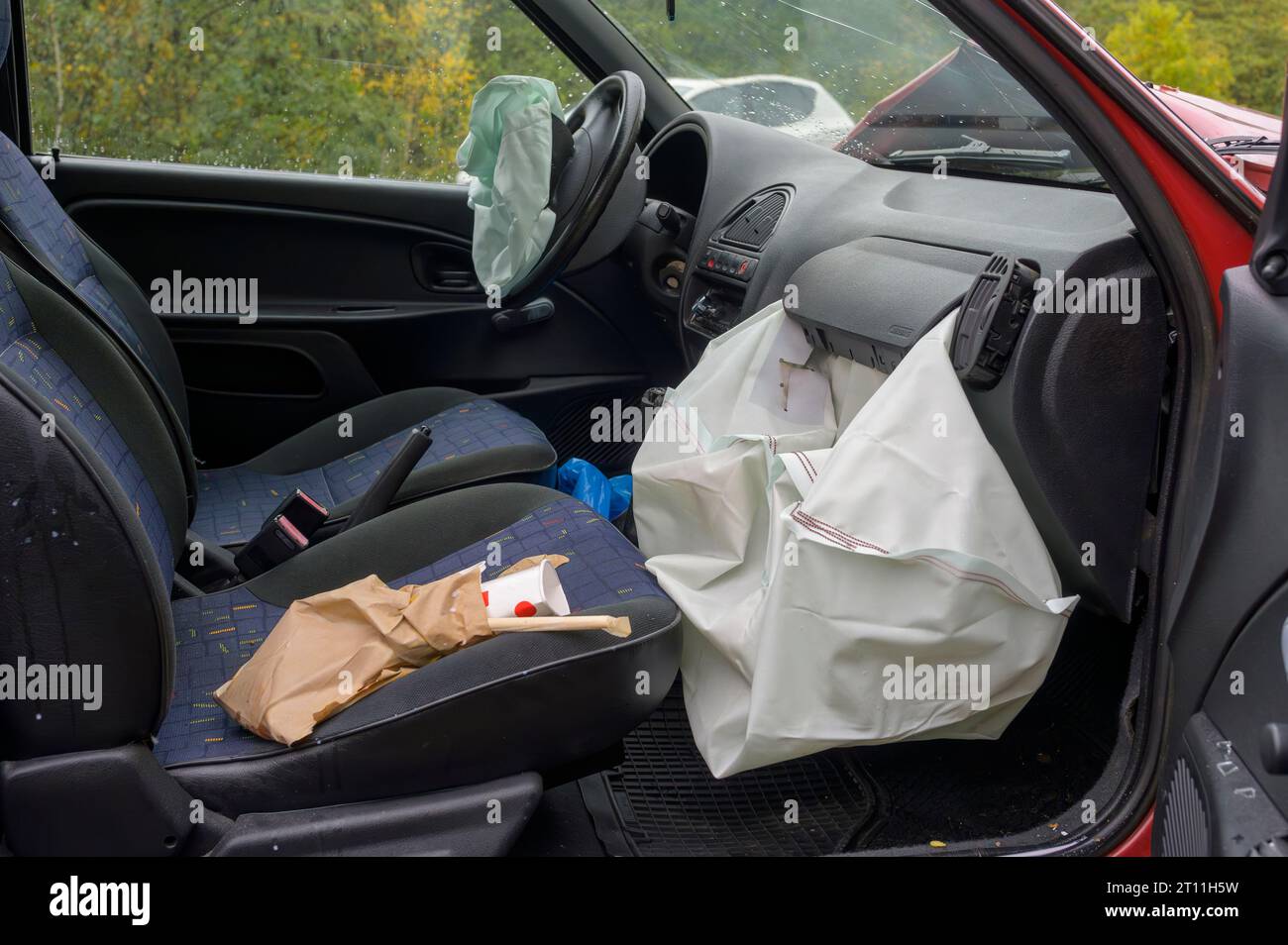 Gli airbag guidatore e passeggero si sono attivati Foto Stock