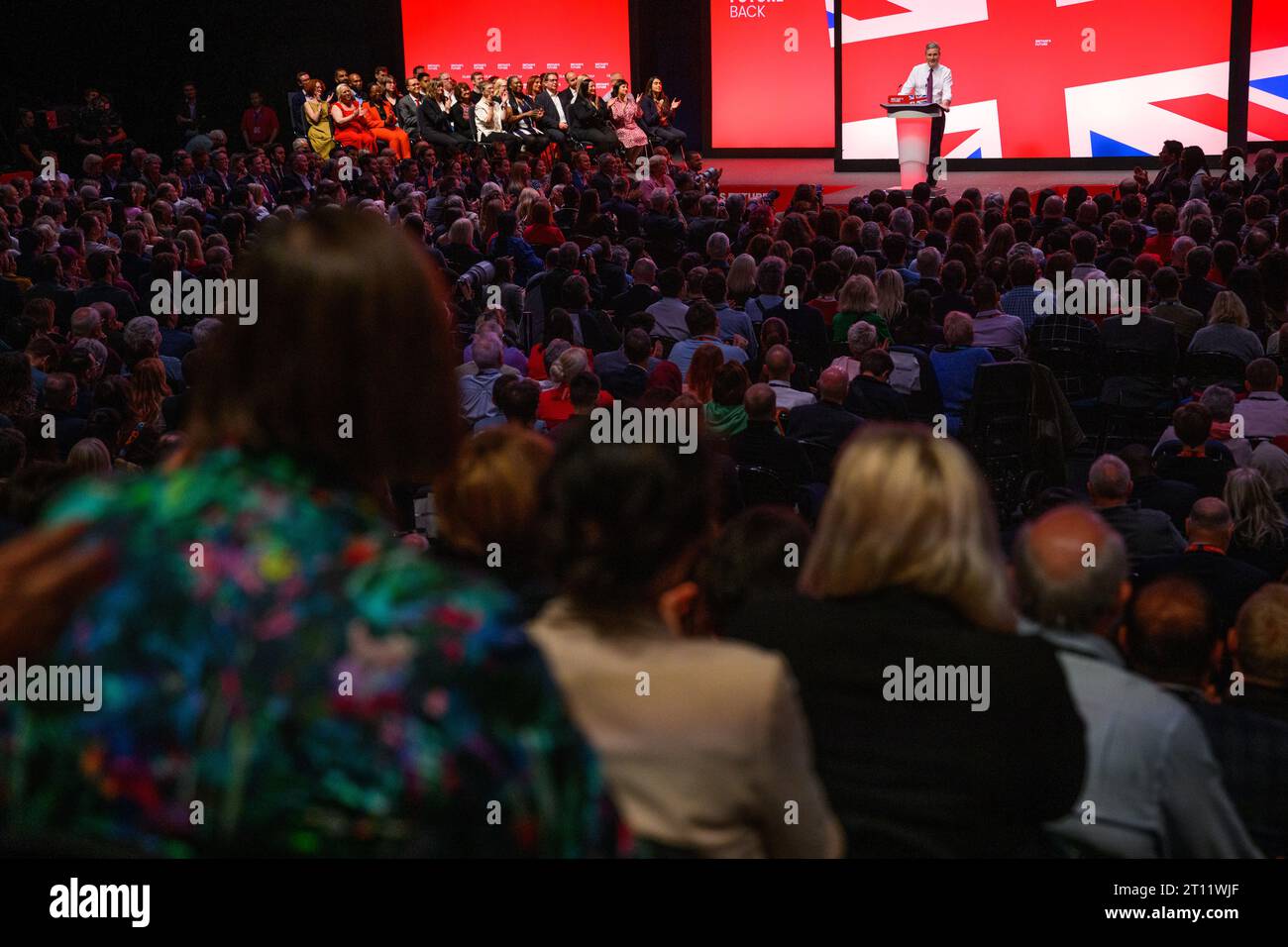 Londra, Regno Unito. 10 ottobre 2023. Il leader laburista Keir Starmer parla durante la Conferenza del Partito Laburista a Liverpool. Il credito fotografico dovrebbe essere: Matt Crossick/Empics/Alamy Live News Foto Stock