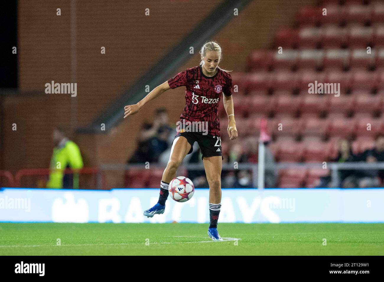 Martedì 10 ottobre 2023, in occasione della partita di andata e ritorno della UEFA Women's Champions League tra il Manchester United e il Paris St Germain al Leigh Sports Stadium di Leigh. (Foto: Mike Morese | mi News) crediti: MI News & Sport /Alamy Live News Foto Stock