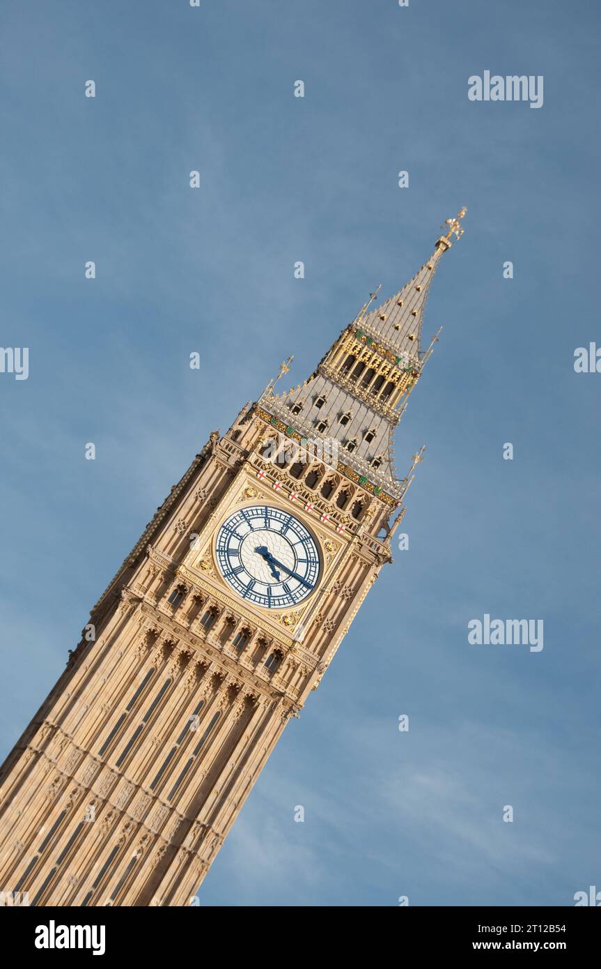 Elizabeth Tower e Big Ben, Westminster, Londra, Regno Unito Foto Stock