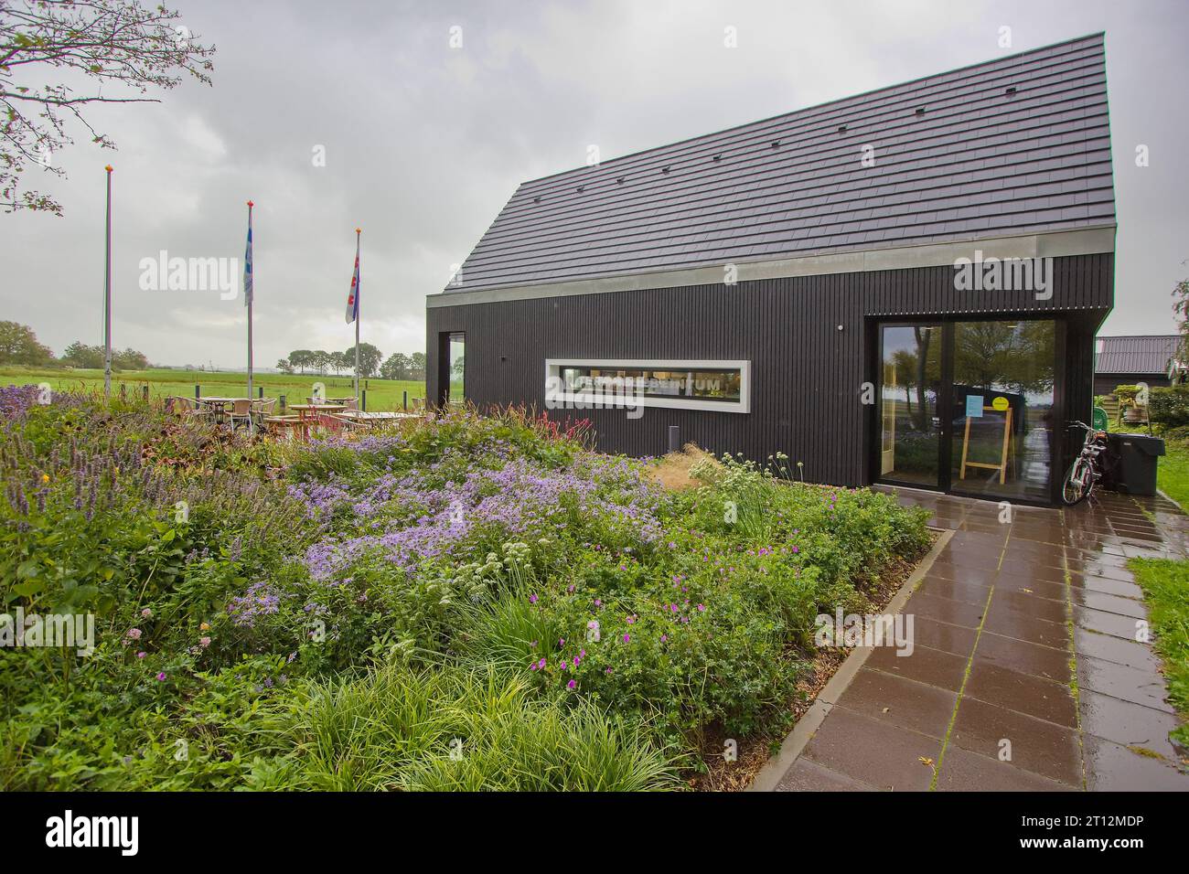 Visitor's Center TERP Hegebeintum, il punto più alto della Frisia, Paesi Bassi Foto Stock