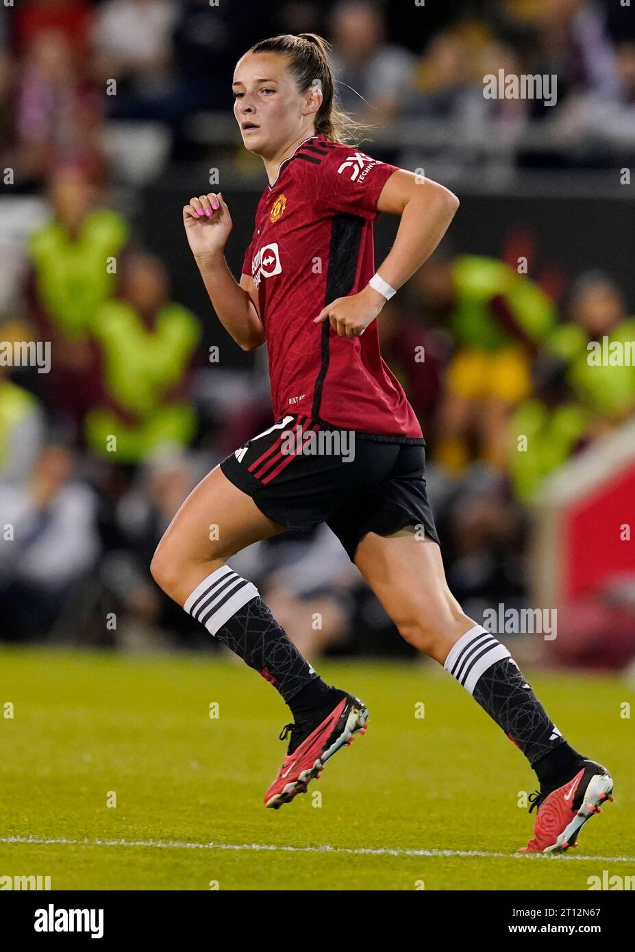 Leigh, Regno Unito. 10 ottobre 2023. Ella Toone del Manchester Utd durante la partita UEFA Womens Champions League al Leigh Sports Village, Leigh. Il credito fotografico dovrebbe leggere: Andrew Yates/Sportimage Credit: Sportimage Ltd/Alamy Live News Foto Stock