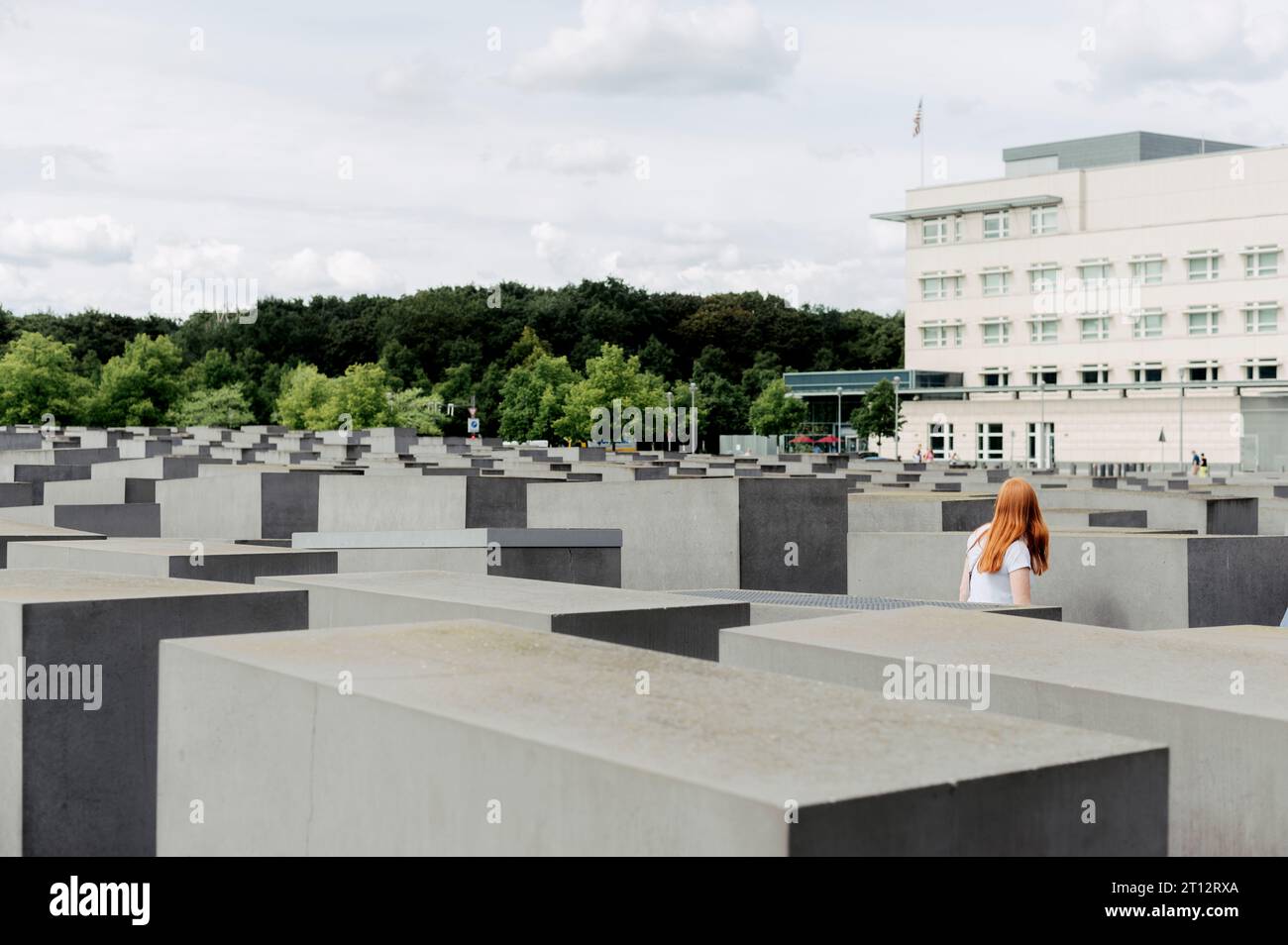 Berlino, Germania. Agosto 2022. Panorama del Memoriale dell'Olocausto, un monumento che ricorda le vittime ebraiche uccise dal nazismo Foto Stock