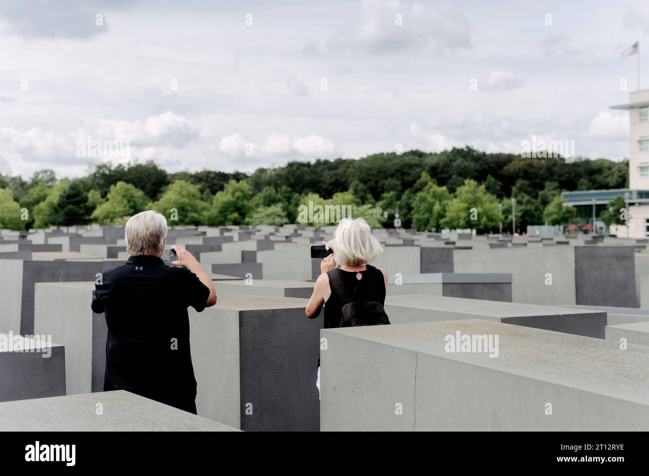 Berlino, Germania. Agosto 2022. Panorama del Memoriale dell'Olocausto, un monumento che ricorda le vittime ebraiche uccise dal nazismo Foto Stock