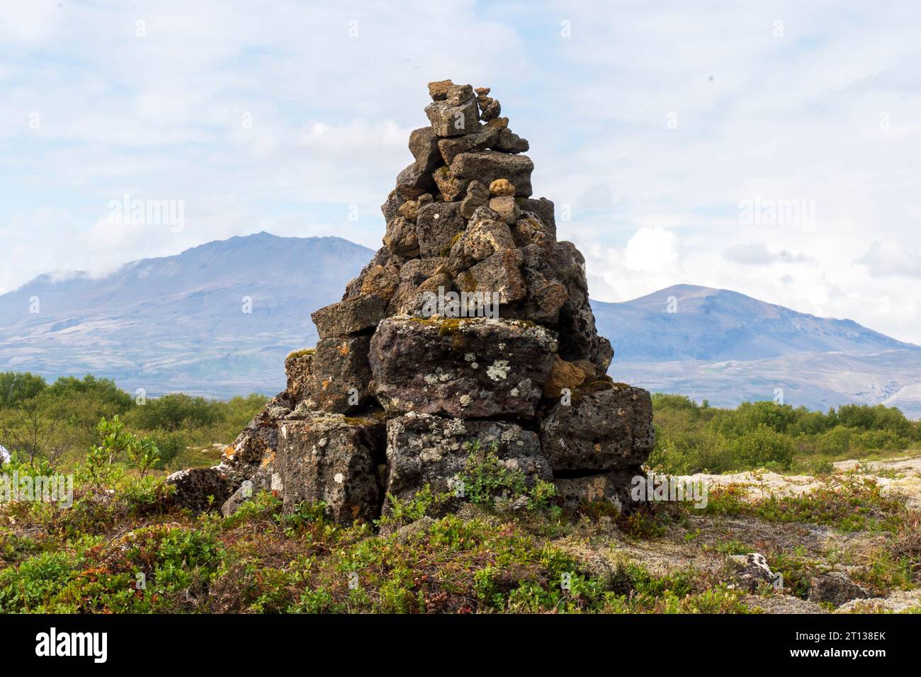 Rock pile, Landmannalaugar, una località nella riserva naturale di Fjallabak in Islanda nelle Highlands. Foto Stock