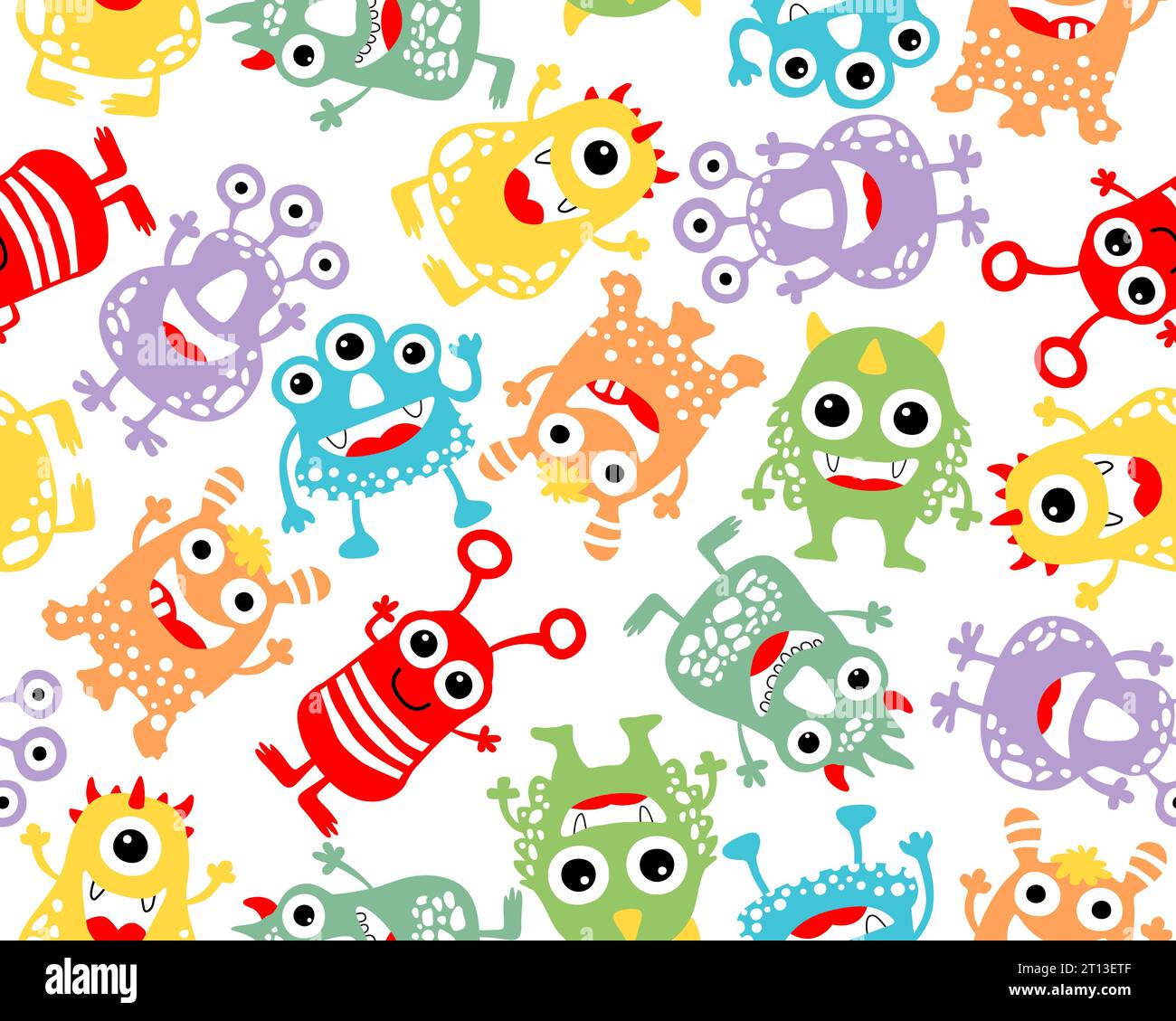 Pattern vettoriale senza cuciture di simpatici cartoni animati colorati Illustrazione Vettoriale