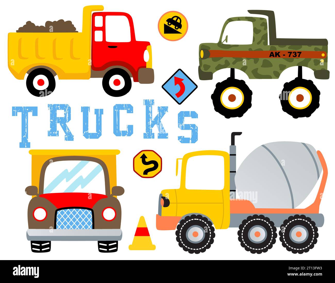 serie vettoriale di cartoni animati dei carrelli Illustrazione Vettoriale