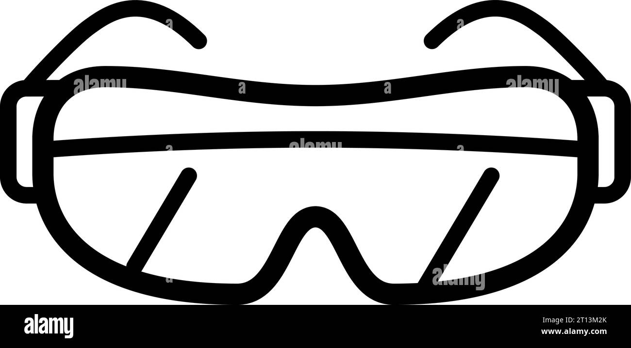 Icona lineare degli occhiali di sicurezza come contorno modificabile per il web design Illustrazione Vettoriale