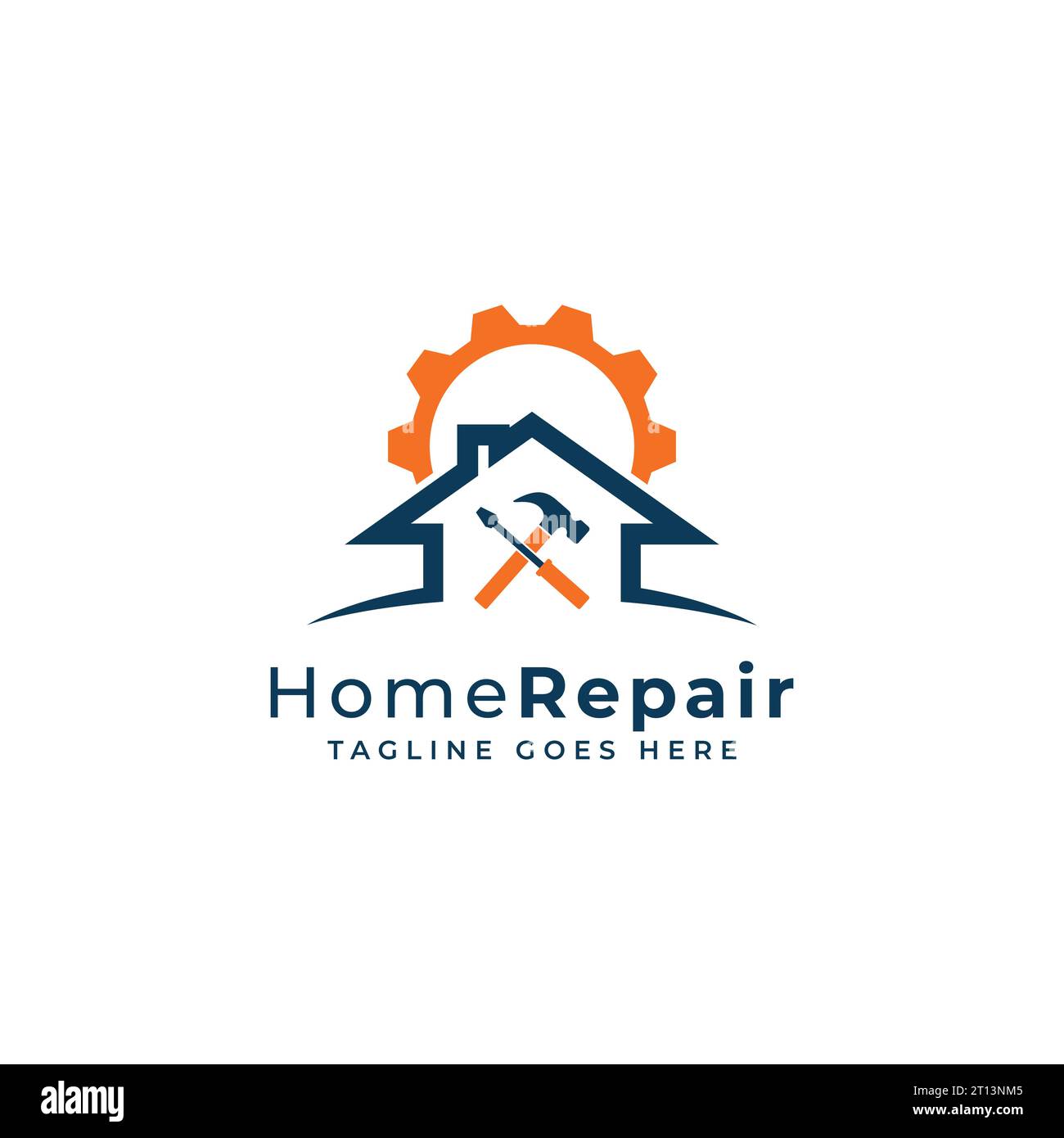 Logo di riparazione e manutenzione della casa. logo degli utensili di riparazione per la costruzione di abitazioni. Illustrazione Vettoriale