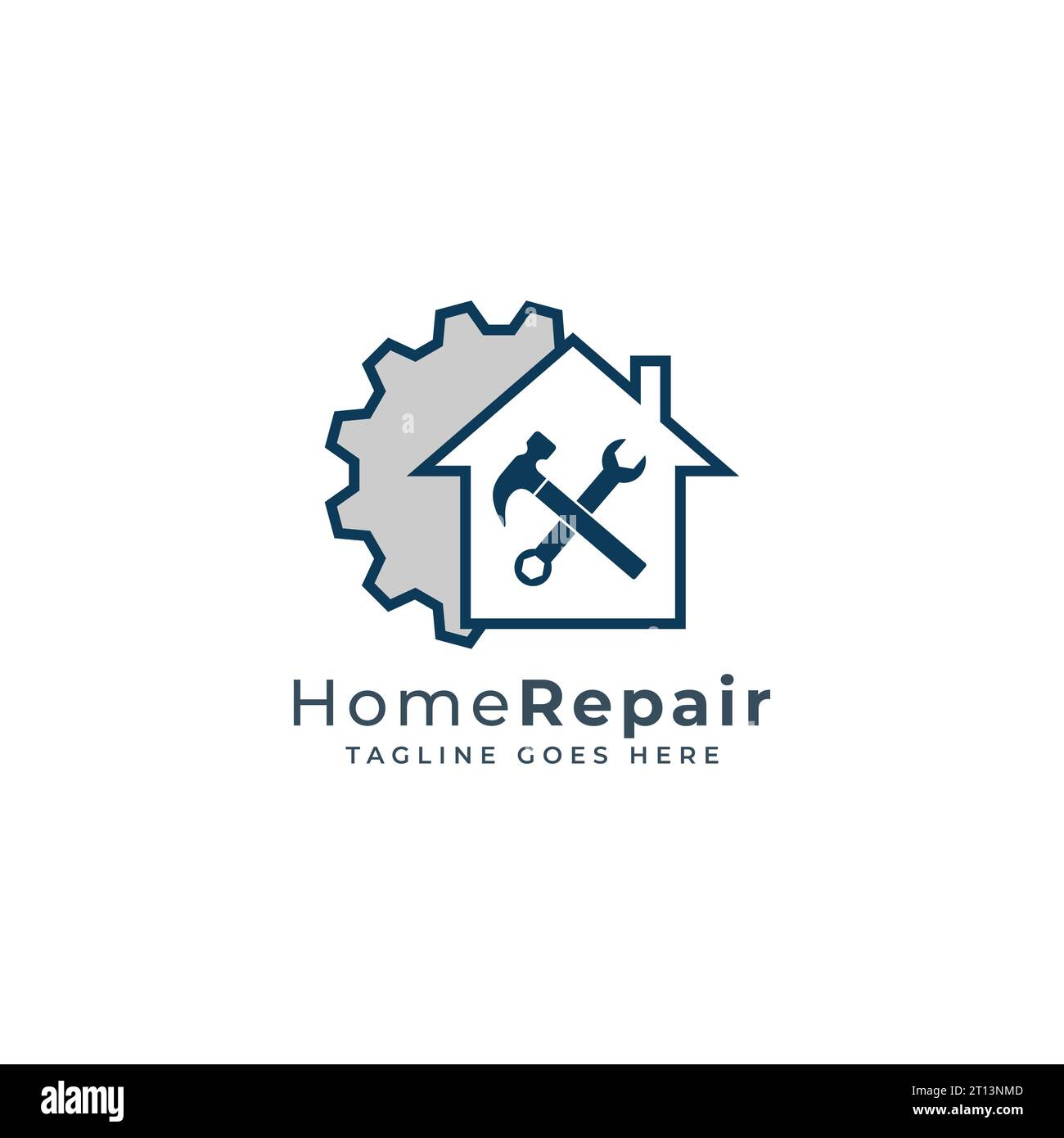 Logo per la riparazione e la manutenzione della casa, logo vettoriale per la costruzione della casa Illustrazione Vettoriale