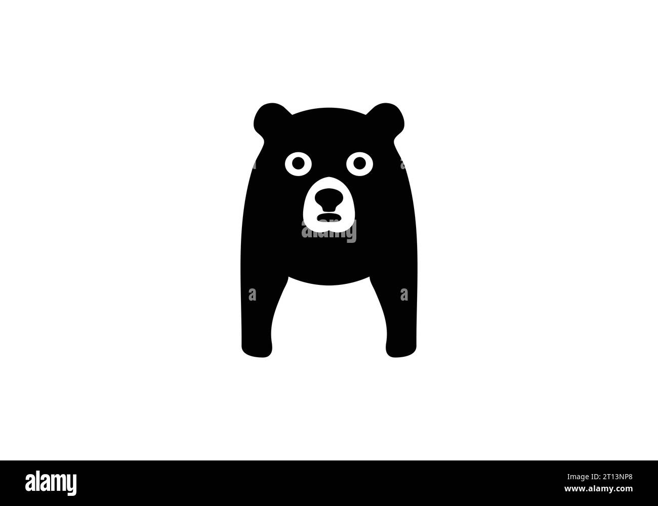 Incredibile stile minimalista Asiatic Black Bear Icon design illustrativo Illustrazione Vettoriale