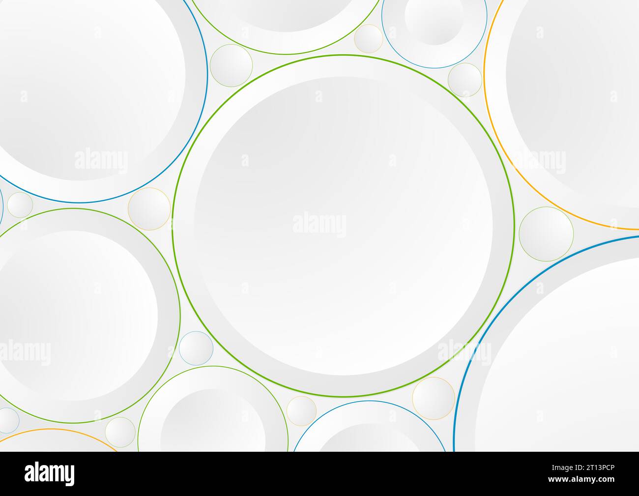 Cerchi di carta grigia con contorni colorati sfondo astratto. Progettazione vettoriale Illustrazione Vettoriale