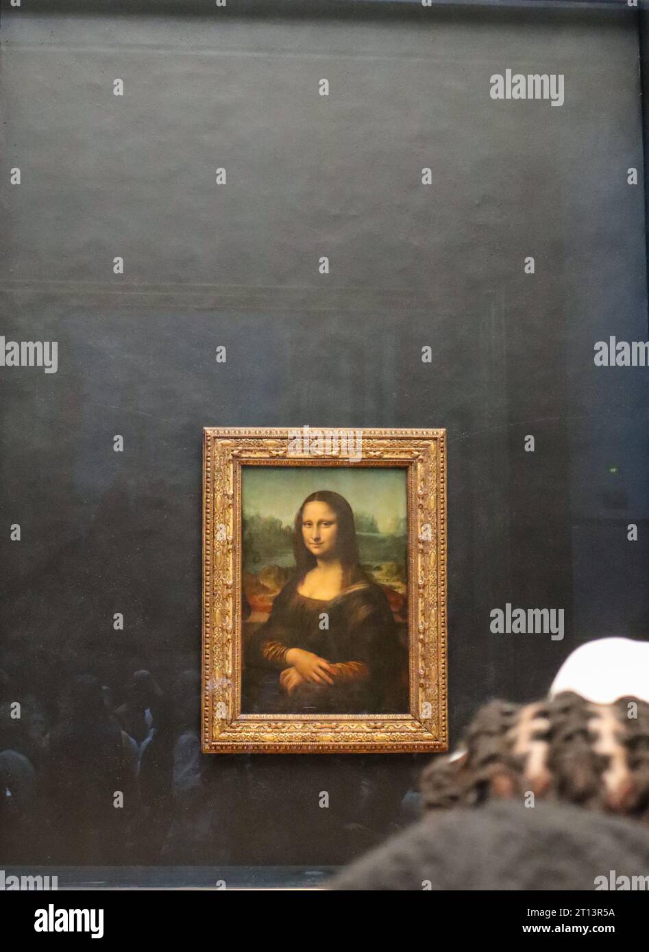 Mona Lisa painting. Museo del Louvre, Parigi, Francia. Dipinti della galleria del Louvre. Foto Stock