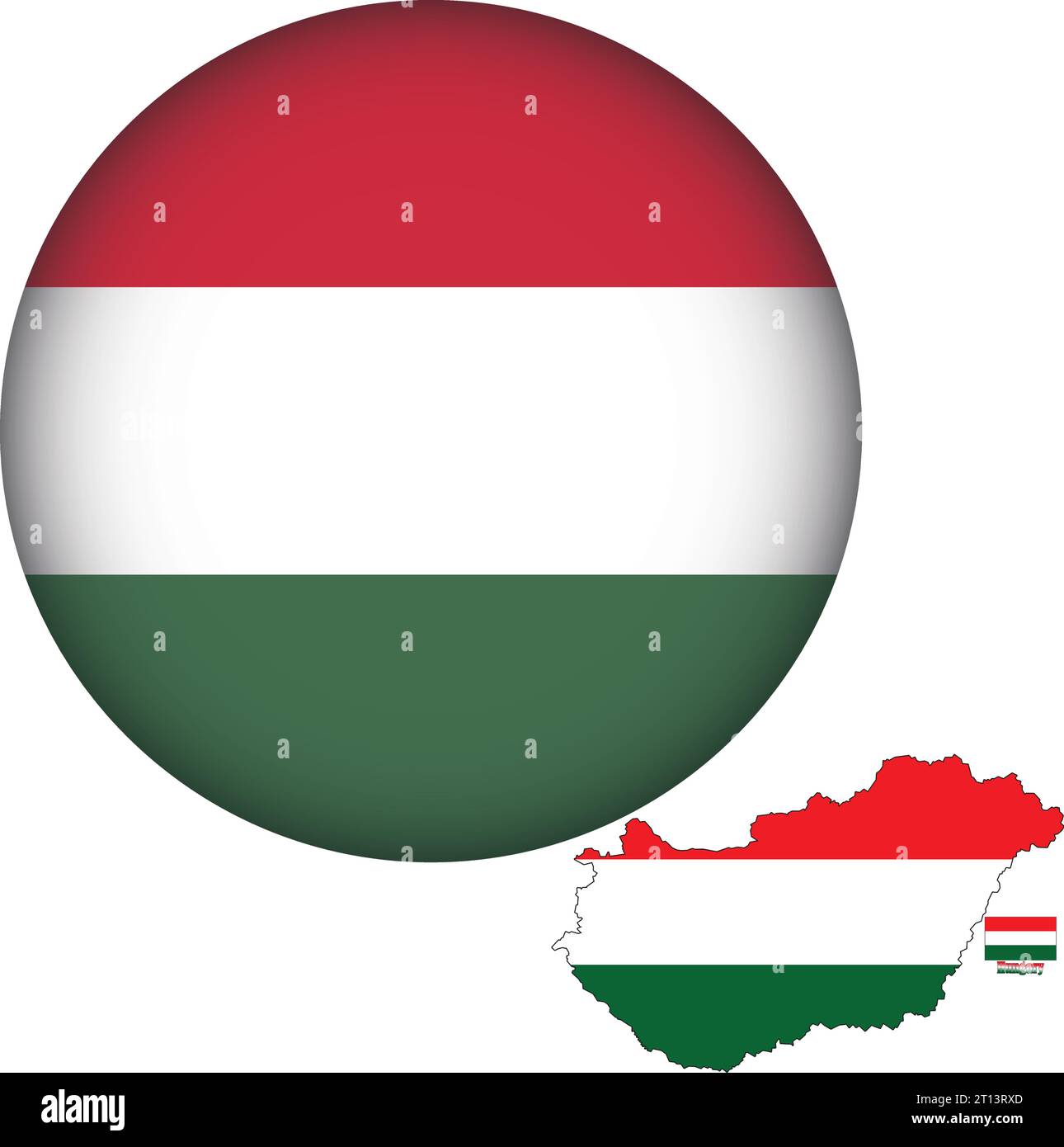 Bandiera Ungheria a forma rotonda Illustrazione Vettoriale
