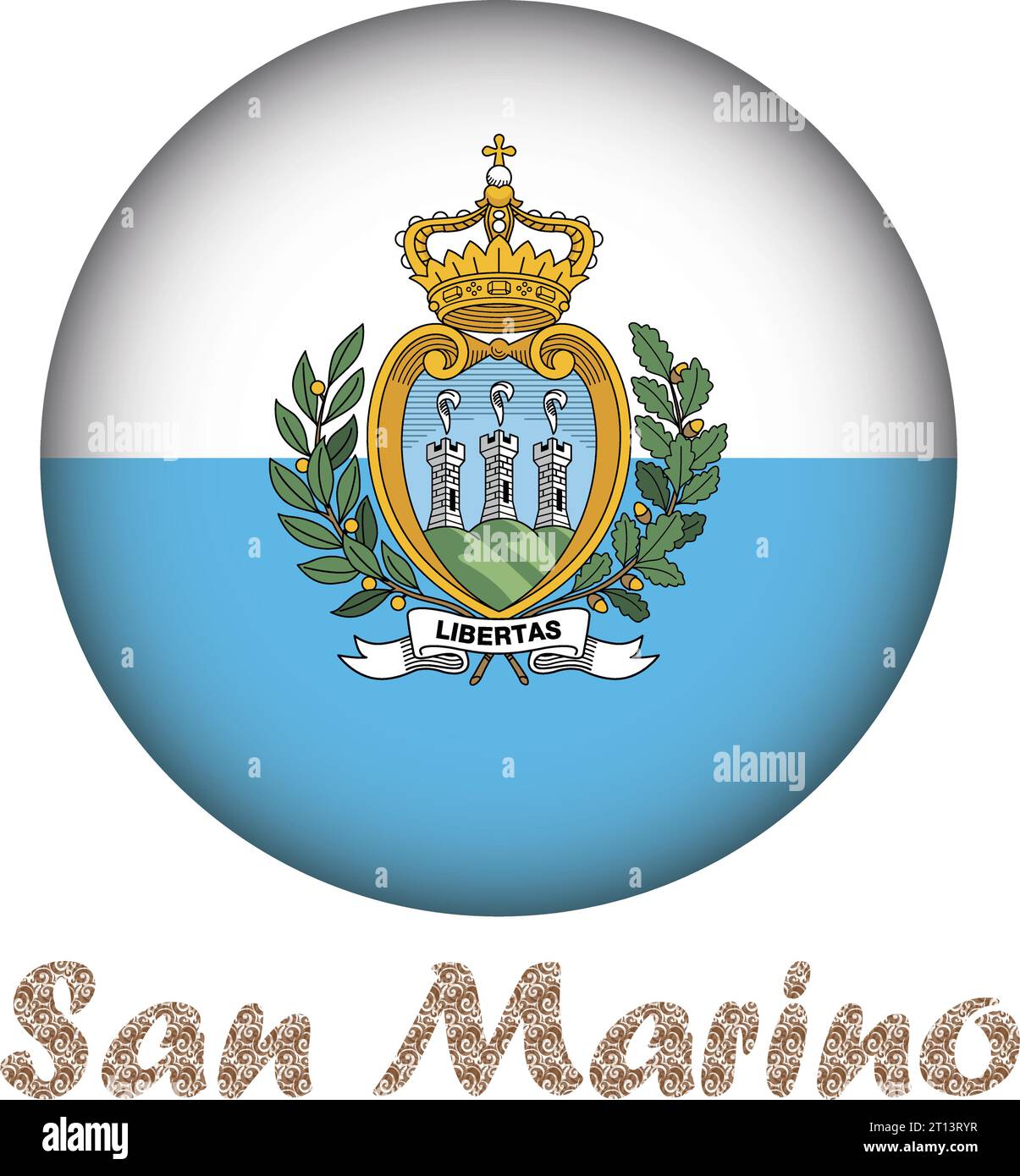 Bandiera San Marino a forma rotonda Illustrazione Vettoriale
