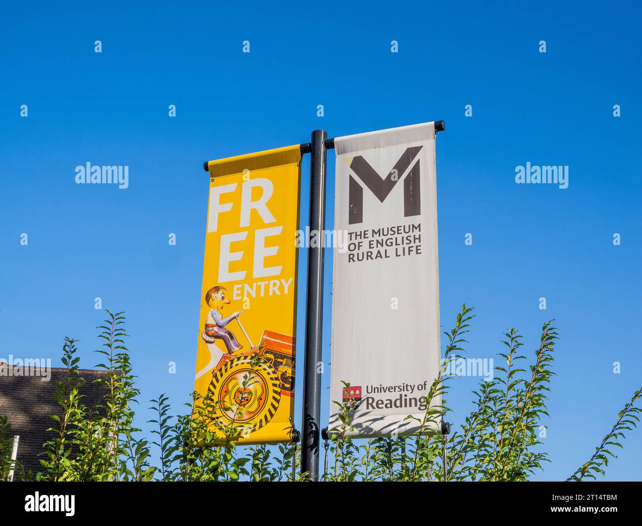 Banner for the Museum of English Life, Reading, Berkshire, Inghilterra, Regno Unito, GB. Foto Stock