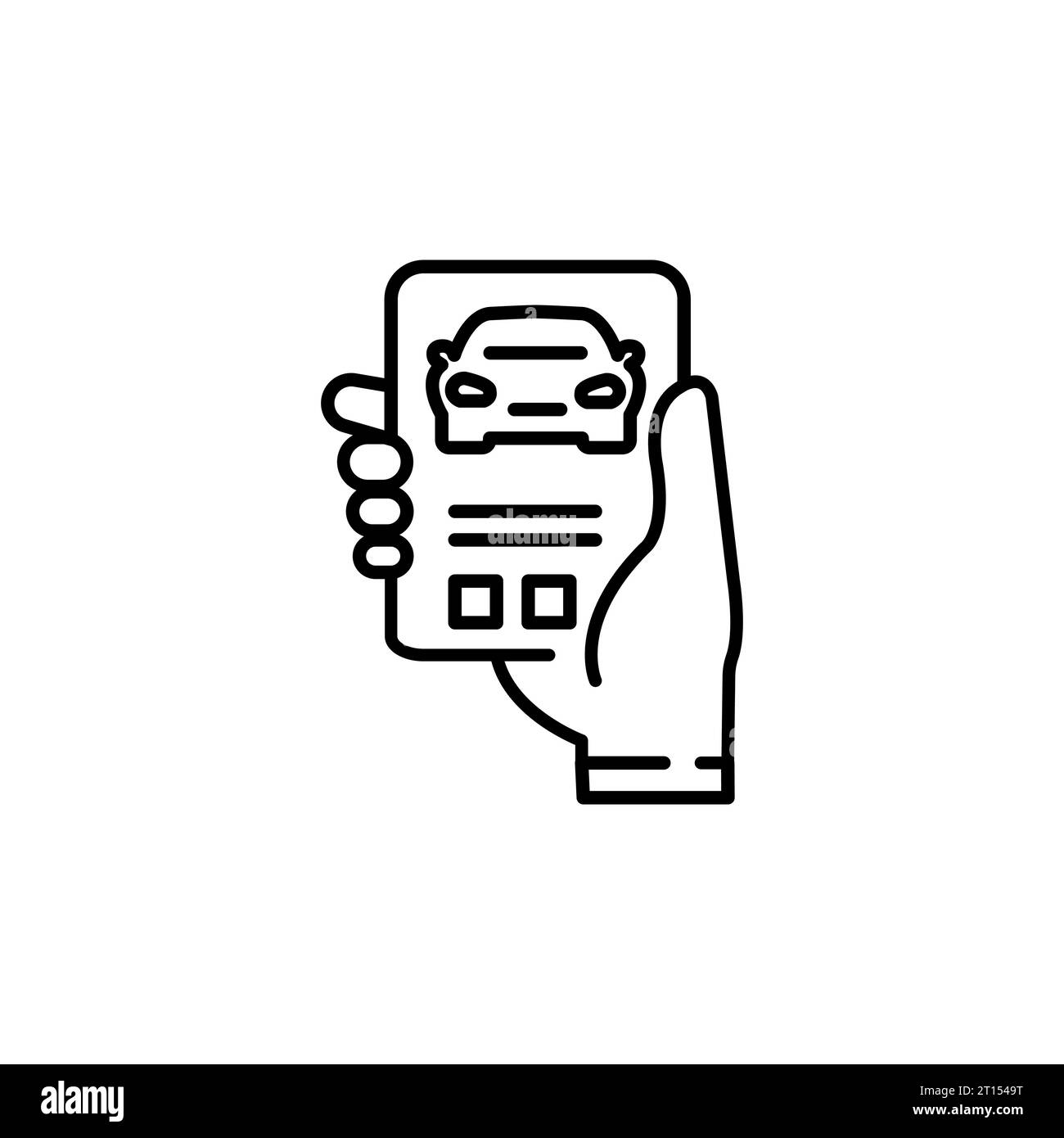 Telefono portatile con registrazione auto online. Illustrazione Vettoriale