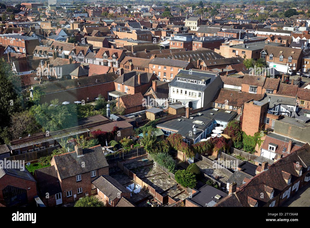 Vista aerea della città di Stratford Upon Avon. Warwickshire, Inghilterra, Regno Unito Foto Stock