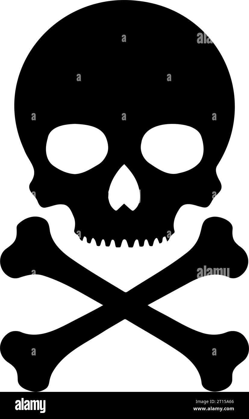 Icona del simbolo del cranio e delle ossa incrociate. Illustrazione vettoriale Illustrazione Vettoriale