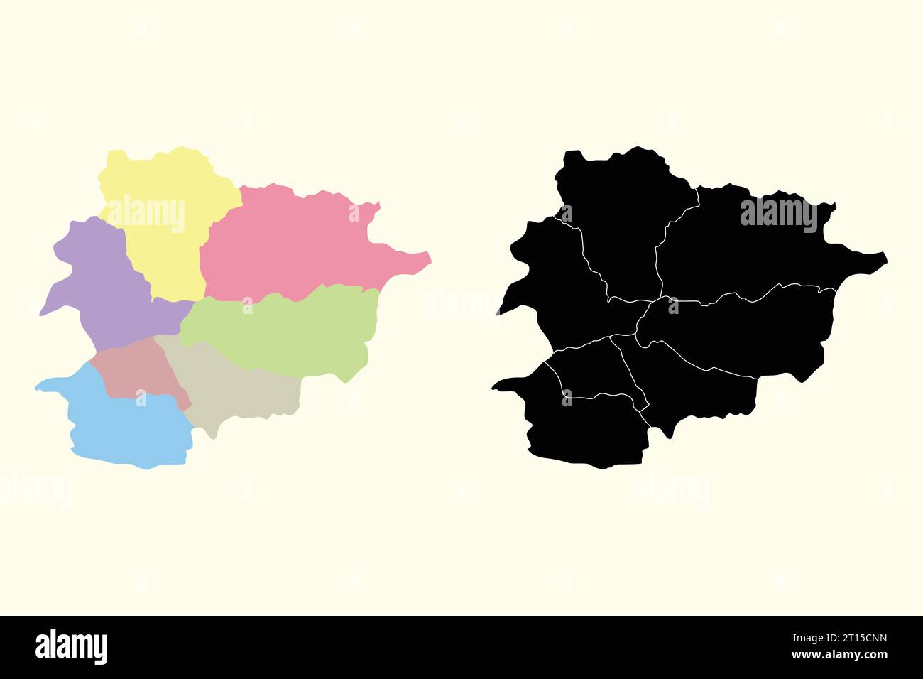 Mappa della silhouette vettoriale Andorra sfondo bianco Illustrazione Vettoriale