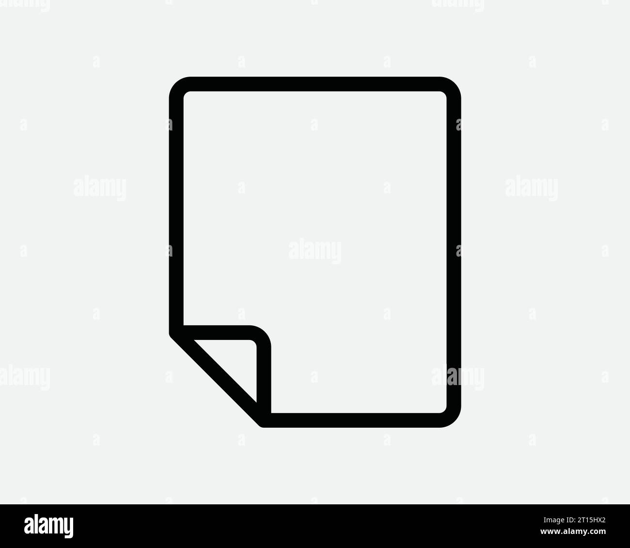 Icona Nota vuota blocco note file foglio di carta vuoto messaggio pagina documento etichetta promemoria piegatura contratto nero bianco contorno sottile simbolo simbolo Vector Illustrazione Vettoriale