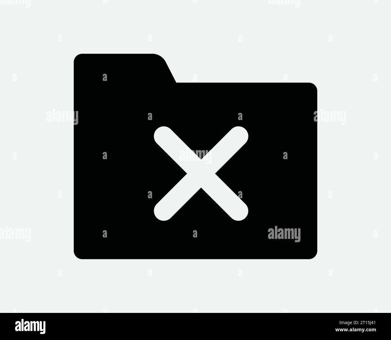 Icona Elimina cartella Annulla documento Rimuovi file Rifiuta archivio Elimina croce errata X profilo bianco e nero danneggiato simbolo simbolo segno forma linea EPS vettore Illustrazione Vettoriale