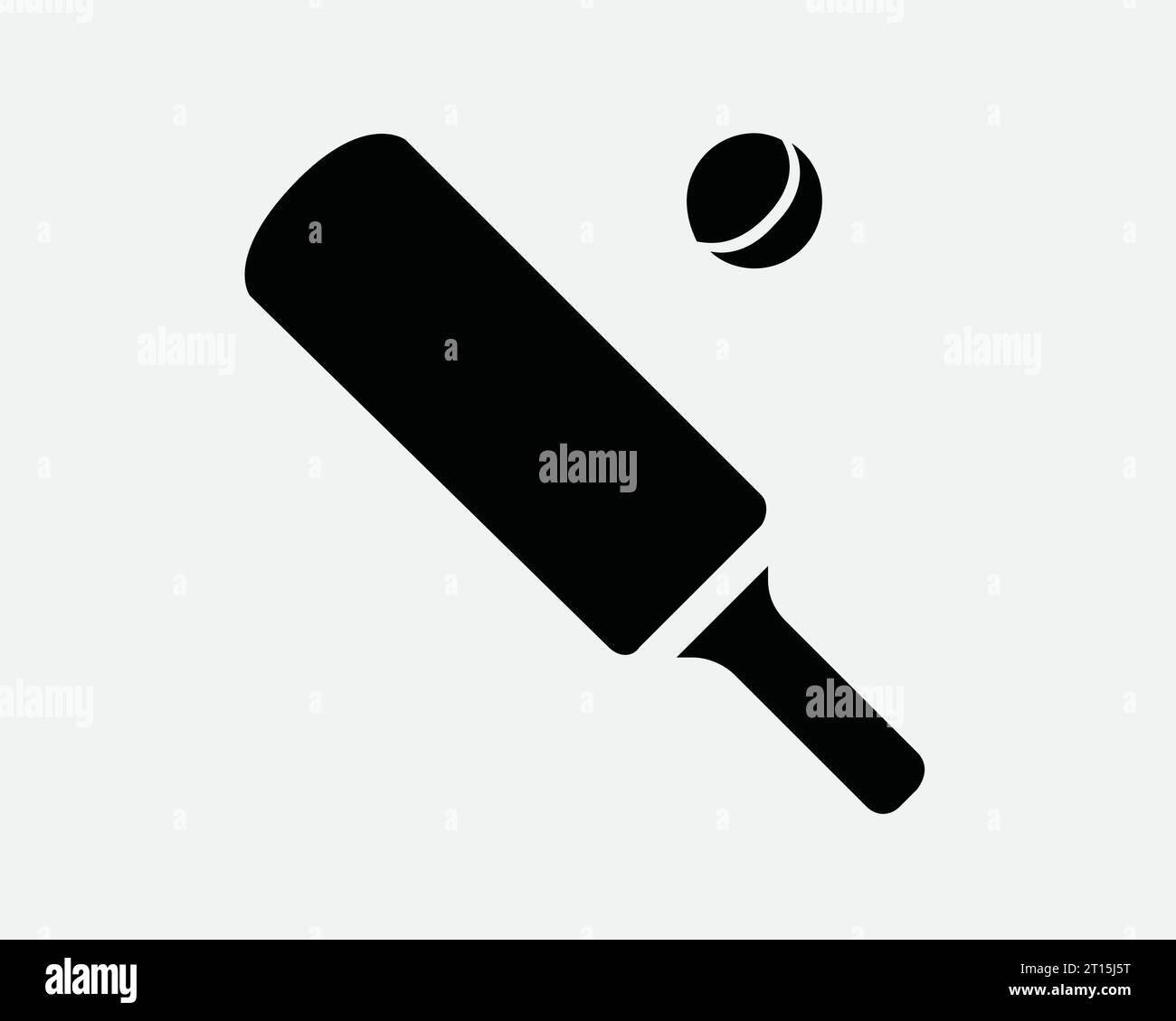 Icona Cricket Sport Bat Ball Competition gioco Sport Torneo Sport Match attrezzature sportive Nero bianco forma linea contorno simbolo EPS Vector Illustrazione Vettoriale