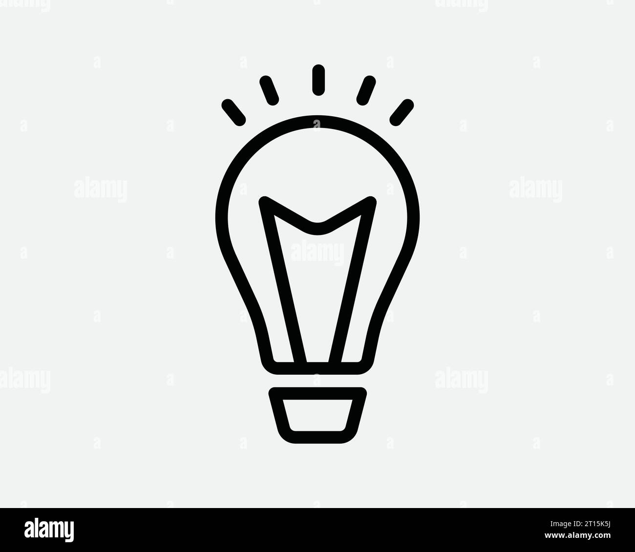 Icona della lampadina lampadina lampadina idea Shine innovazione innovazione innovazione innovazione energia creativa lampada luminosa Nero bianco contorno forma simbolo EPS Vector Illustrazione Vettoriale