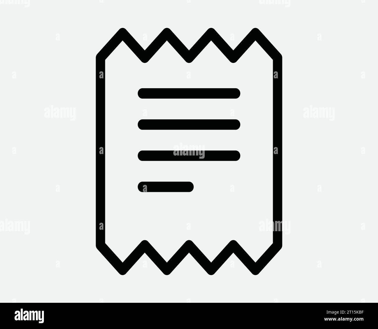 Icona della ricevuta fattura carta paga pagamento acquisto al dettaglio documento finanziario assegno finanziario nero bianco contorno simbolo simbolo simbolo EPS Vector Illustrazione Vettoriale