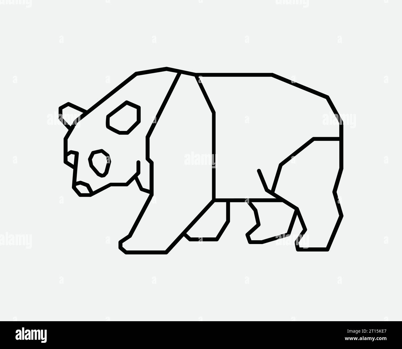 Icona della linea Panda animale selvatico geometria Design Wildlife Zoo creatura Nature China Art Chinese Bear Walk Black White Outline Shape Sign Symbol EPS Vector Illustrazione Vettoriale