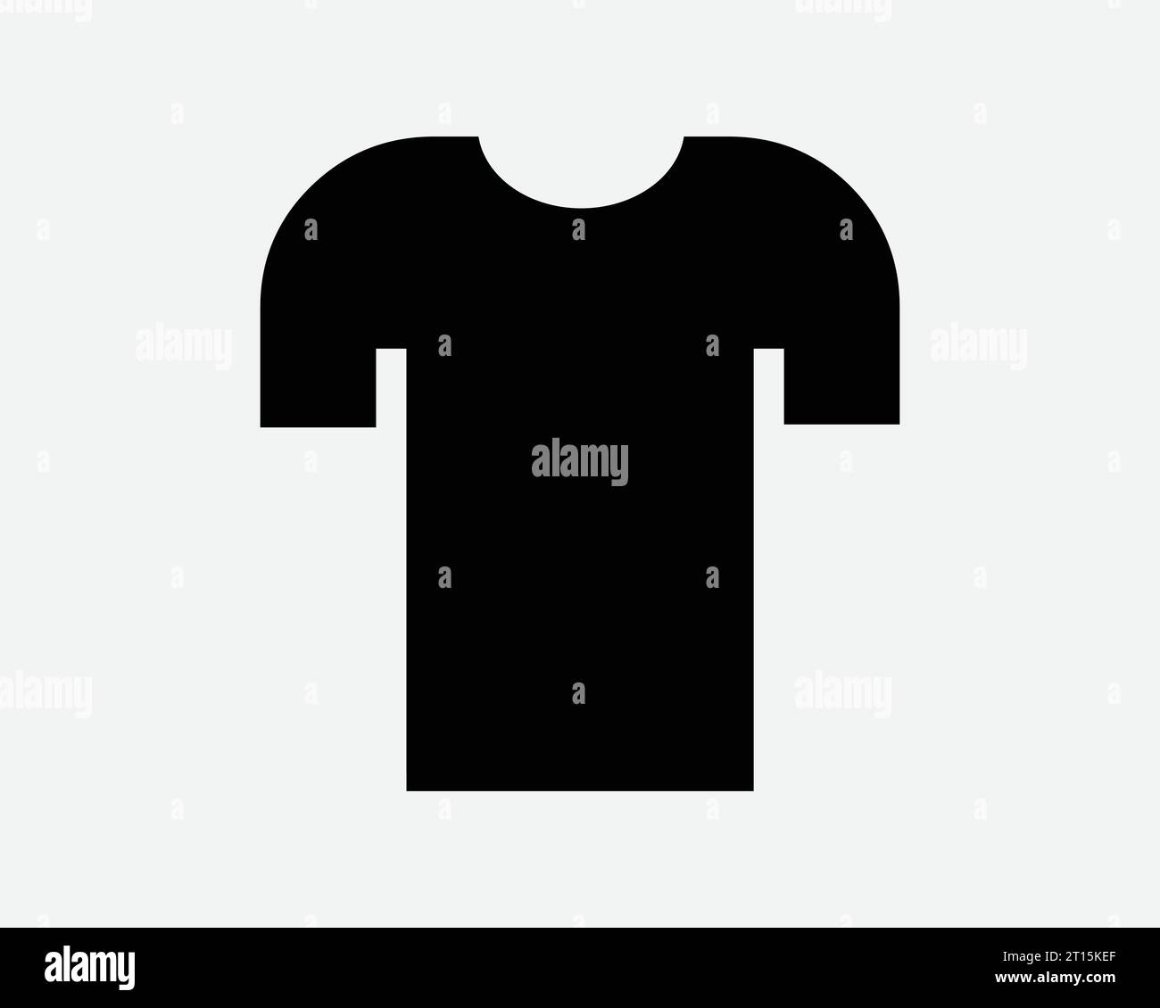 Maglietta semplice semplice T-shirt Tee Design Fashion Retail T-shirt maniche corte abbigliamento tessile Nero bianco forma icona simbolo EPS Vector Illustrazione Vettoriale