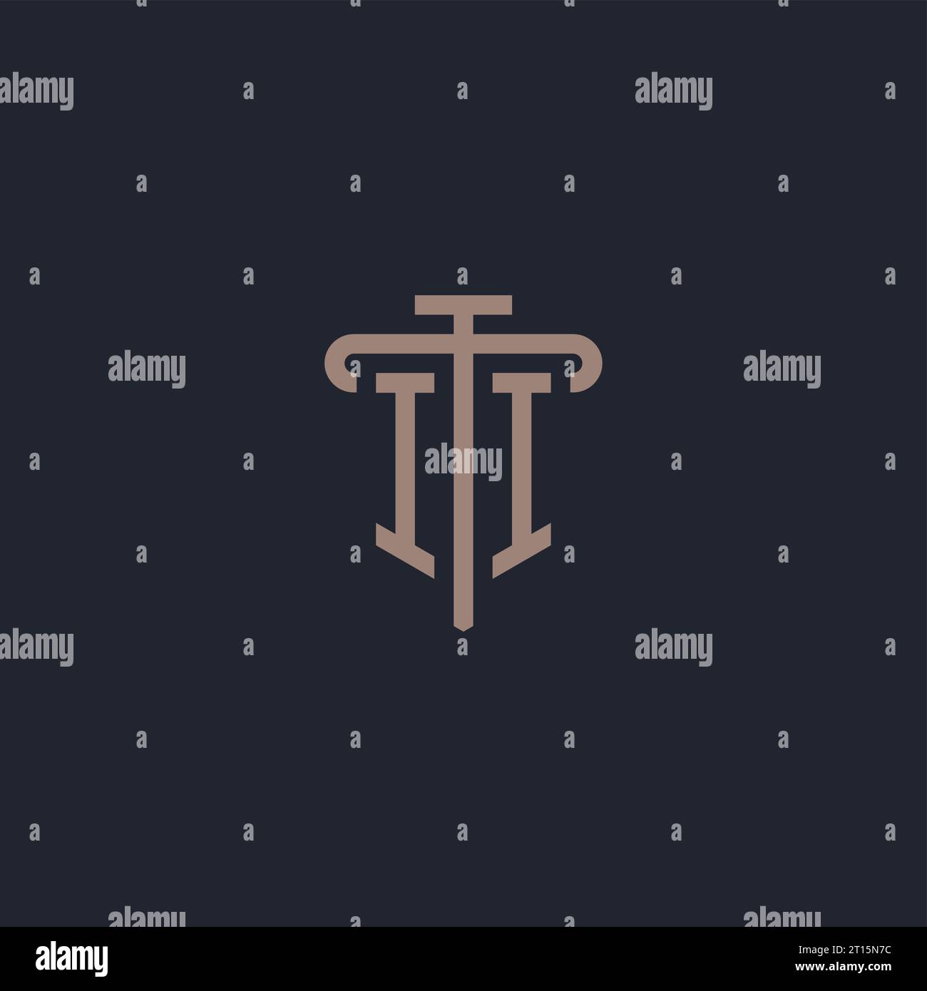 II monogramma iniziale del logo con vettore di design dell'icona a colonna Illustrazione Vettoriale