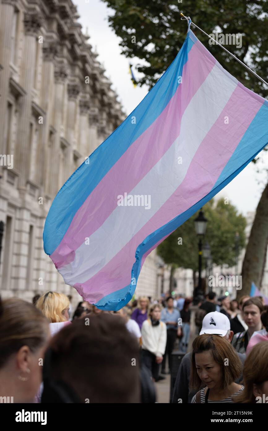 Londra, Regno Unito. 11 ottobre 2023. Dimostrazione dei diritti trans Downing Street Londra Regno Unito credito: Ian Davidson/Alamy Live News Foto Stock