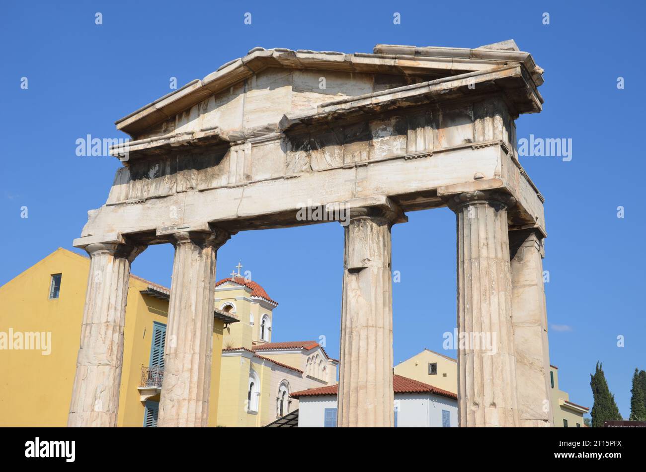 Porta di Athena Archegetis, l'Agorà romana, Atene Foto Stock