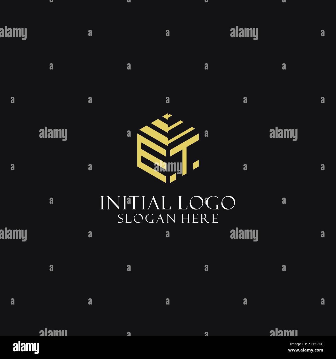 Monogramma iniziale ET con logo a forma esagonale, ispirazione creativa per il design del logo geometrico Illustrazione Vettoriale