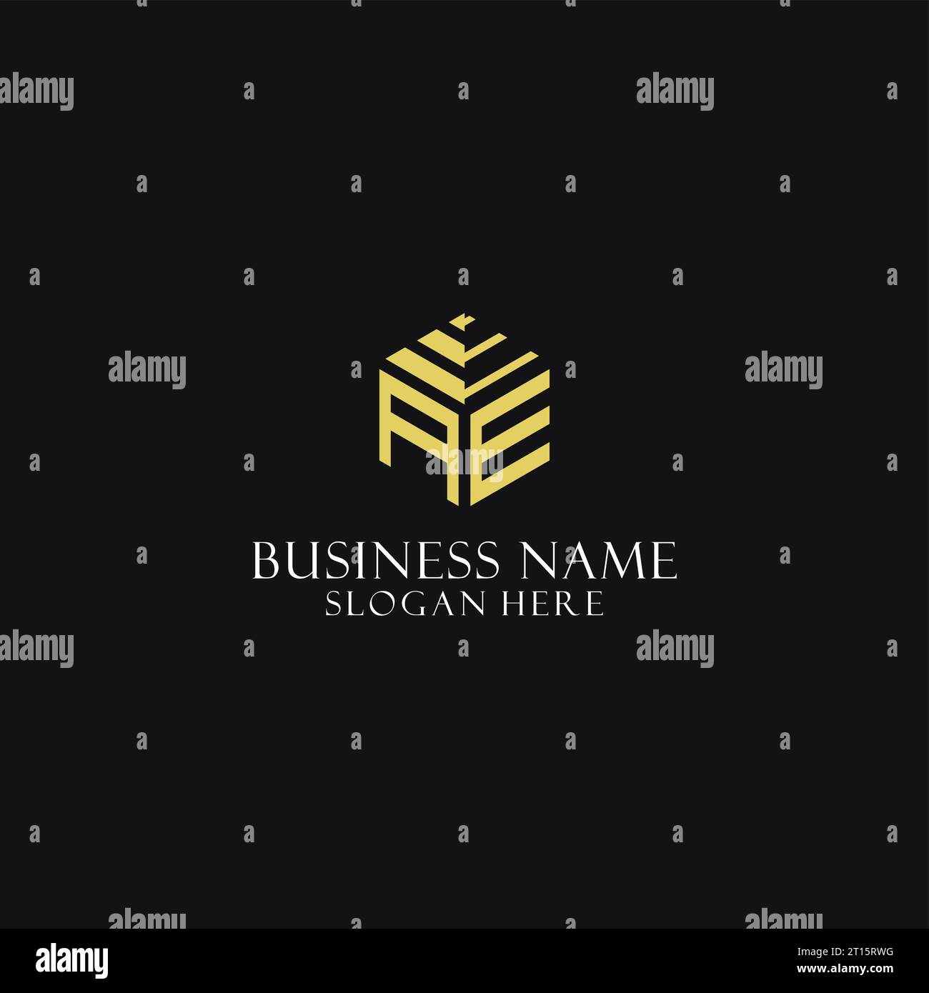Monogramma iniziale AE con logo a forma esagonale, ispirazione creativa per il design del logo geometrico Illustrazione Vettoriale