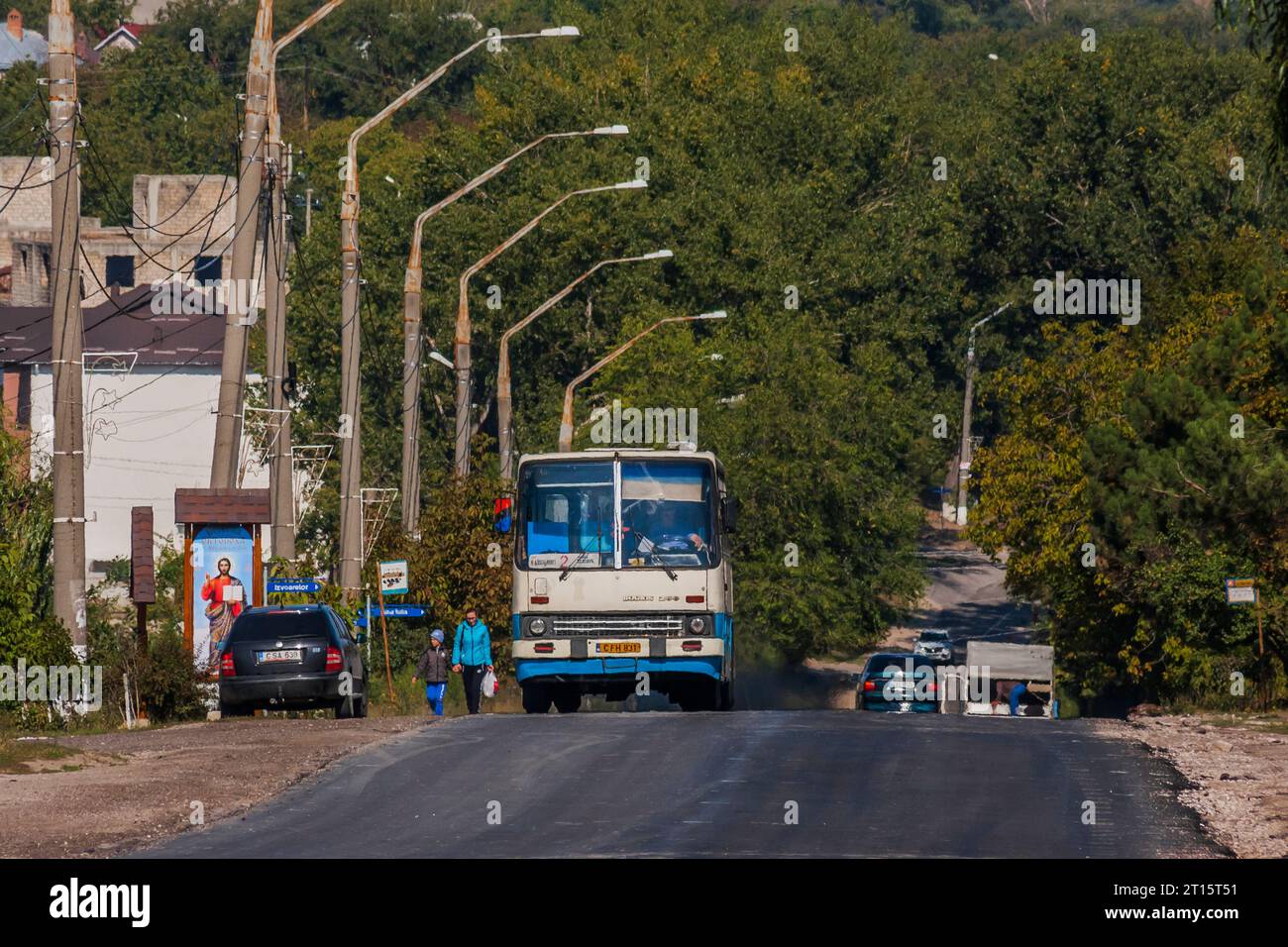29.09.2017. Moldavia, Cricova. Ikarus 260 da PUA sulla strada per Chisinau. Foto Stock