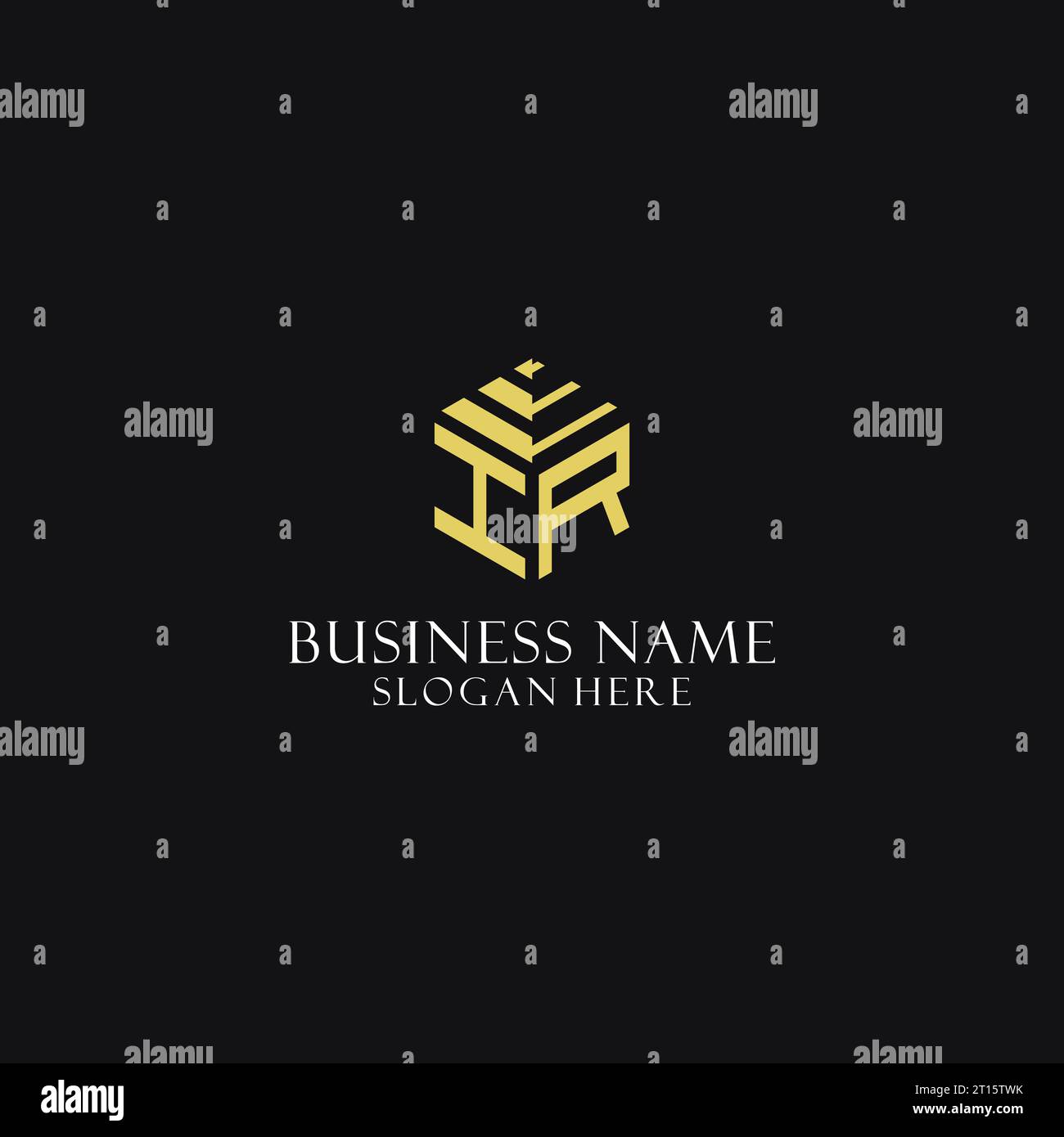 Monogramma iniziale IR con logo a forma esagonale, ispirazione creativa per il design del logo geometrico Illustrazione Vettoriale