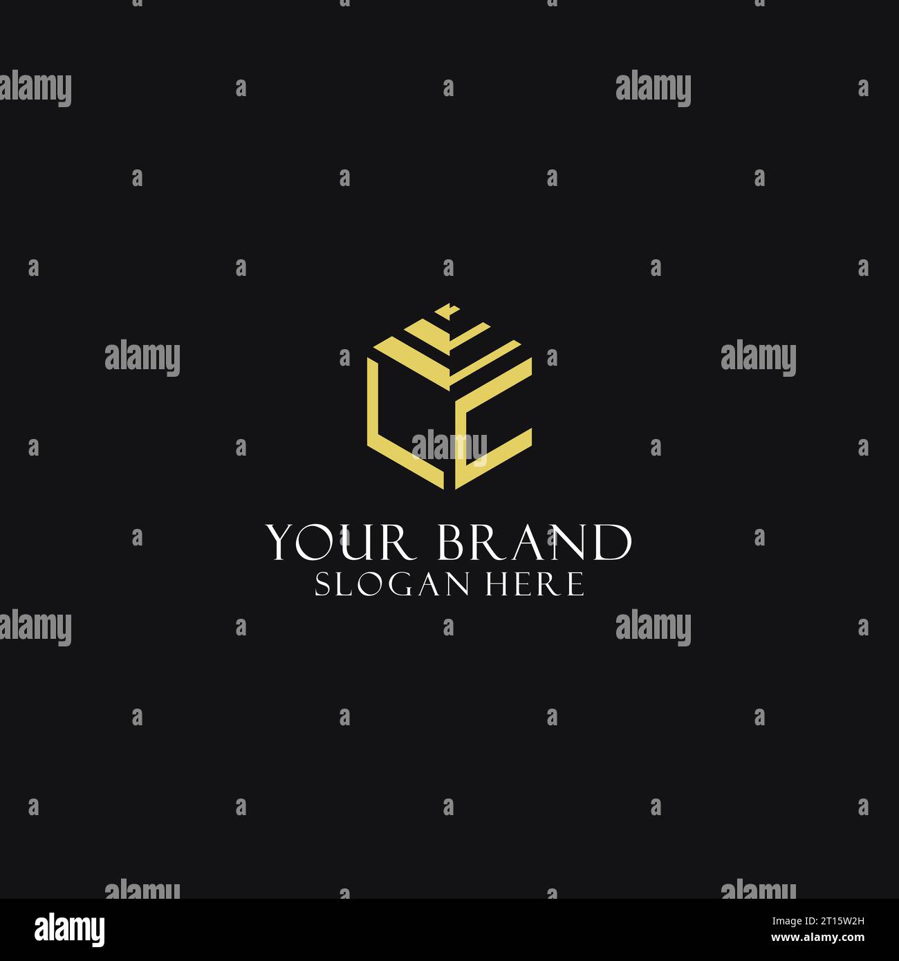 Monogramma iniziale LC con logo a forma esagonale, ispirazione creativa per il design del logo geometrico Illustrazione Vettoriale