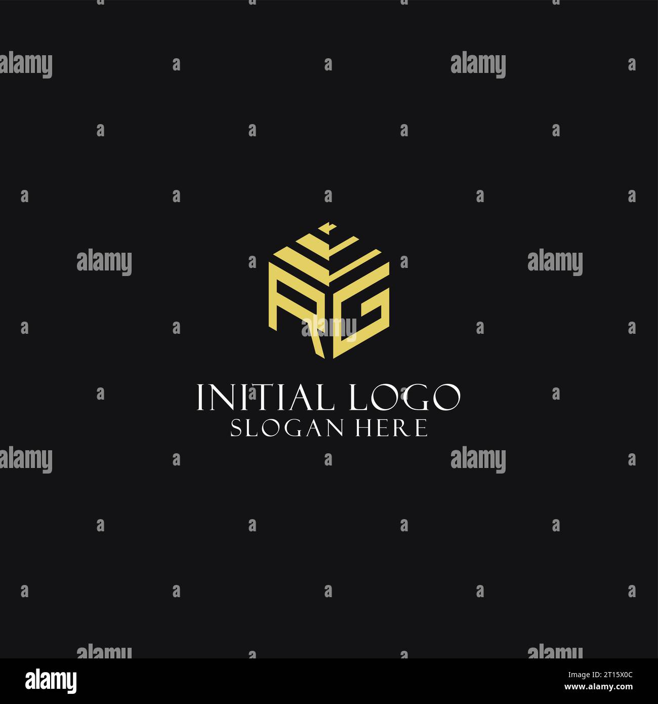 Monogramma iniziale RG con logo a forma esagonale, ispirazione creativa per il design del logo geometrico Illustrazione Vettoriale
