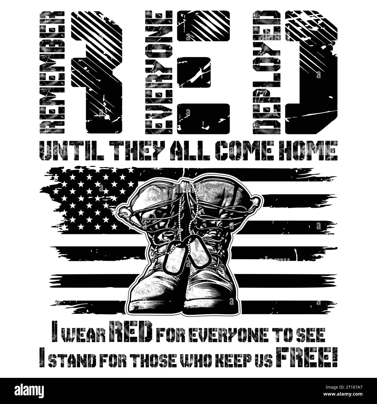 Fino a quando non torneranno a casa, maglietta regalo My Soldier Red Friday US Flag Illustrazione Vettoriale