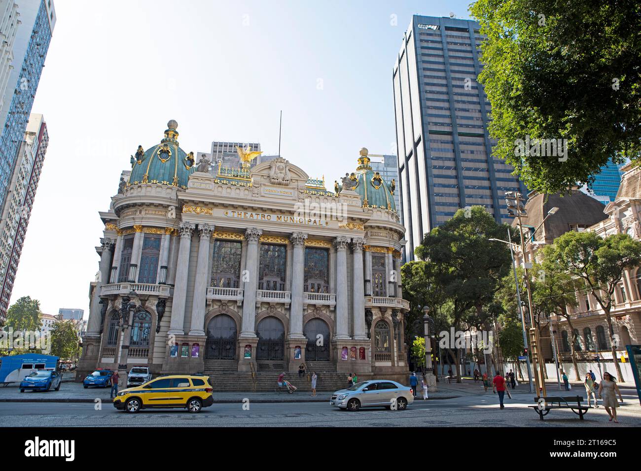 Teatro municipale o municipale di Praca Floriano o Cinelandia, città vecchia, Rio de Janeiro, Stato di Rio de Janeiro, Brasile Foto Stock