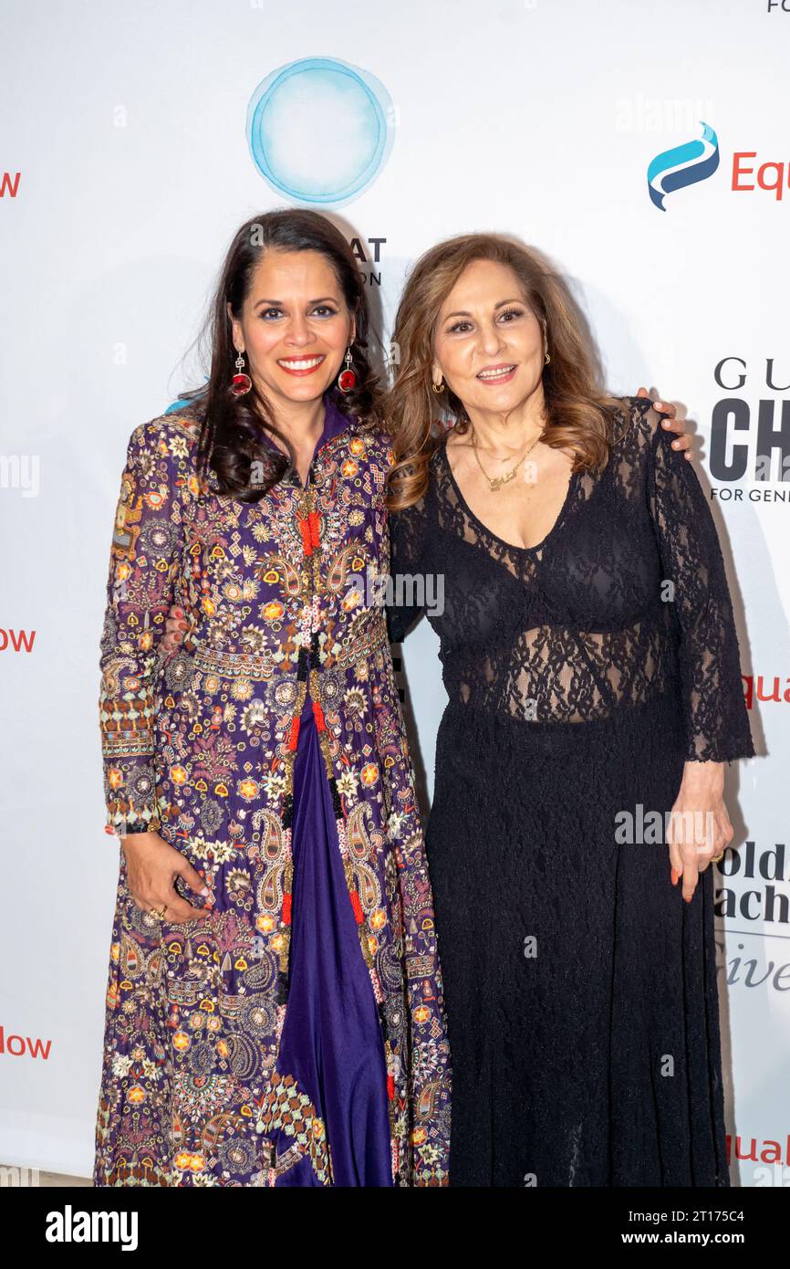 New York, Stati Uniti. 11 ottobre 2023. Mona Sinha e Kathy Najimy partecipano al Gala "Make Equality Reality" al Guastavino's di New York City. Credito: SOPA Images Limited/Alamy Live News Foto Stock