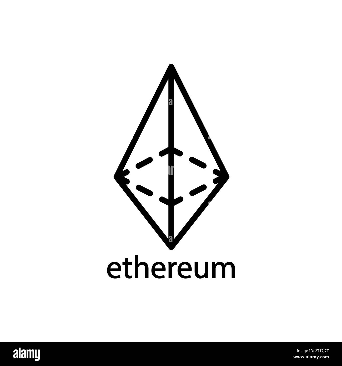 Illustrazione vettoriale del contorno dell'icona ethereum Illustrazione Vettoriale