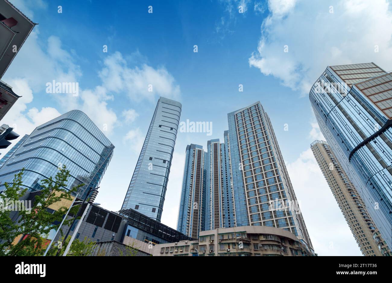 Grattacieli nelle aree commerciali, paesaggio urbano, Changsha, Cina. Foto Stock