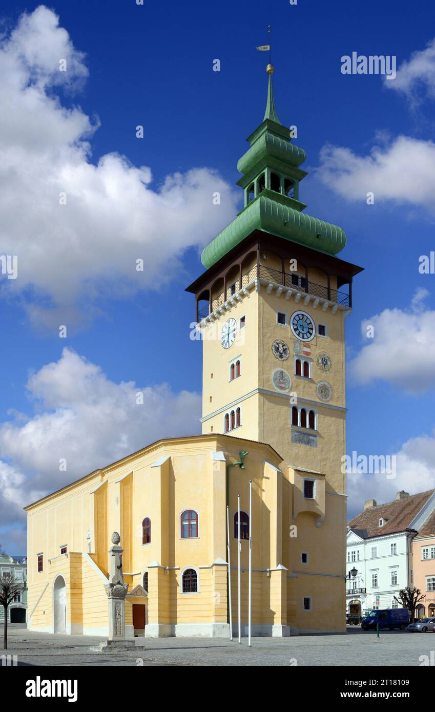 Rathaus in Retz, Weinviertel, Niederösterreich, Österreich - Municipio di Retz, regione di Weinviertel, bassa Austria, Austria Foto Stock
