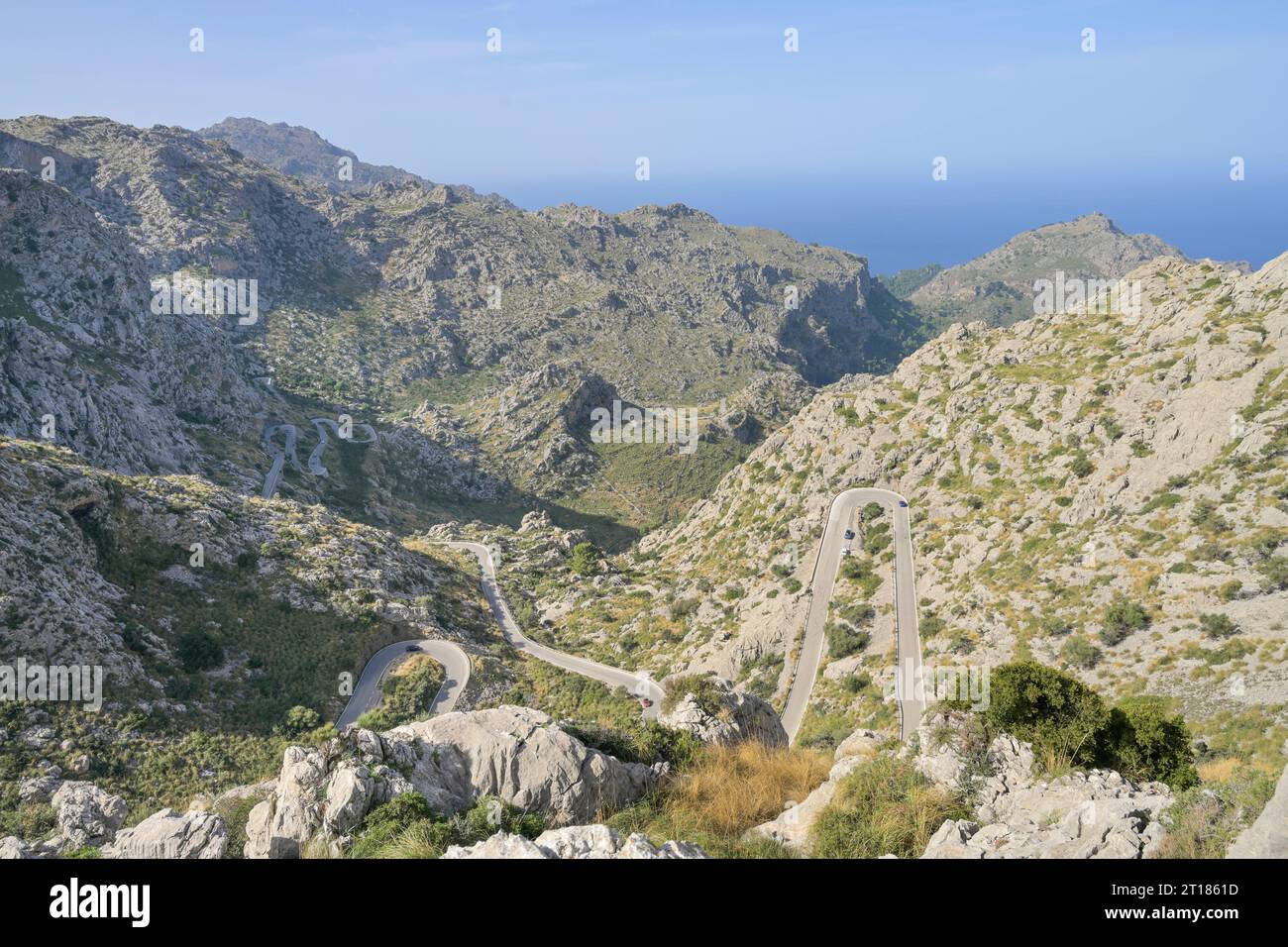 Serpentinenstraße SA Calobra ma-2141, Serra de Tramuntana, Mallorca, Spanien Foto Stock