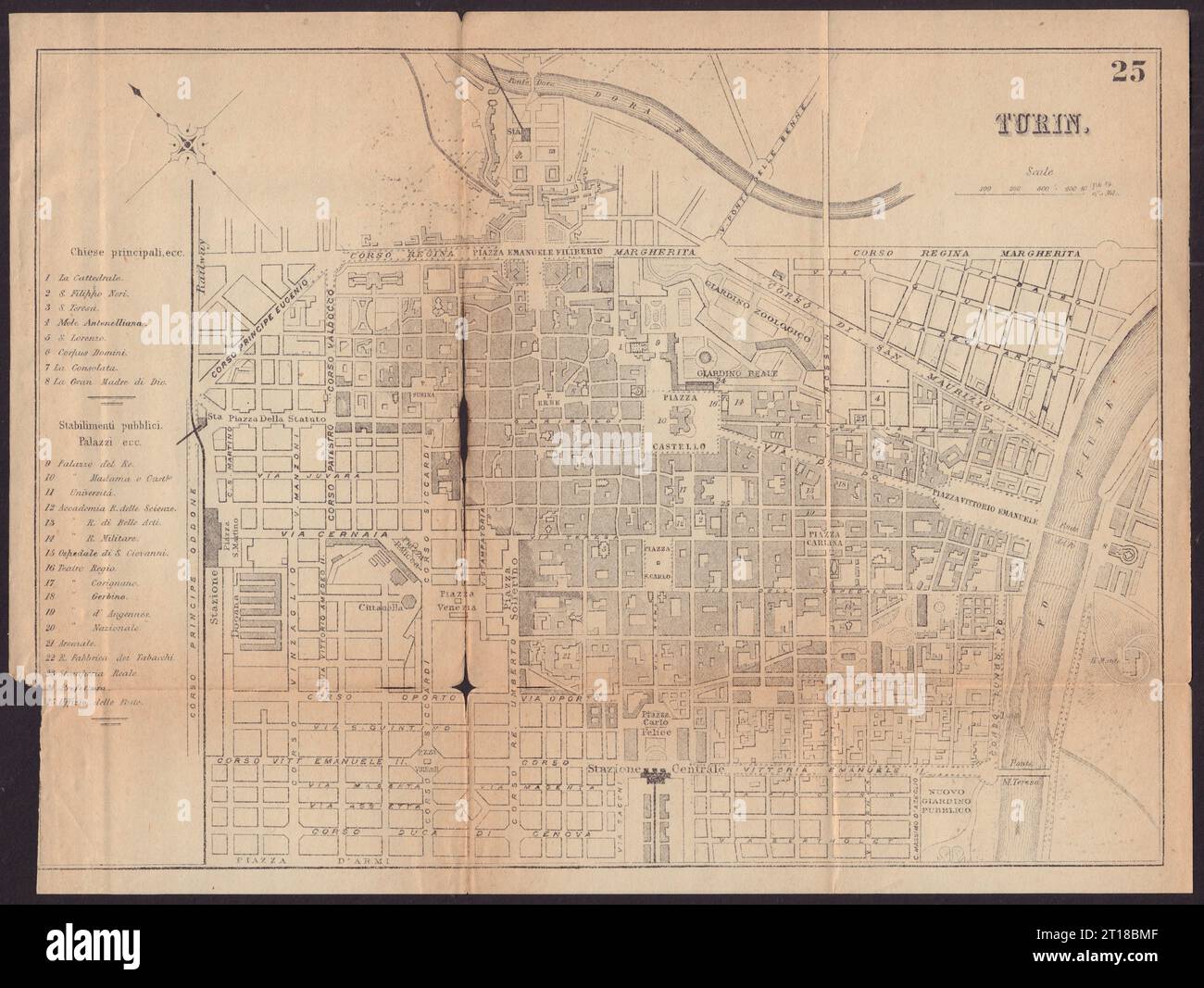 TORINO TORINO città antica mappa della città. Italia. BRADSHAW c1899 vecchio Foto Stock