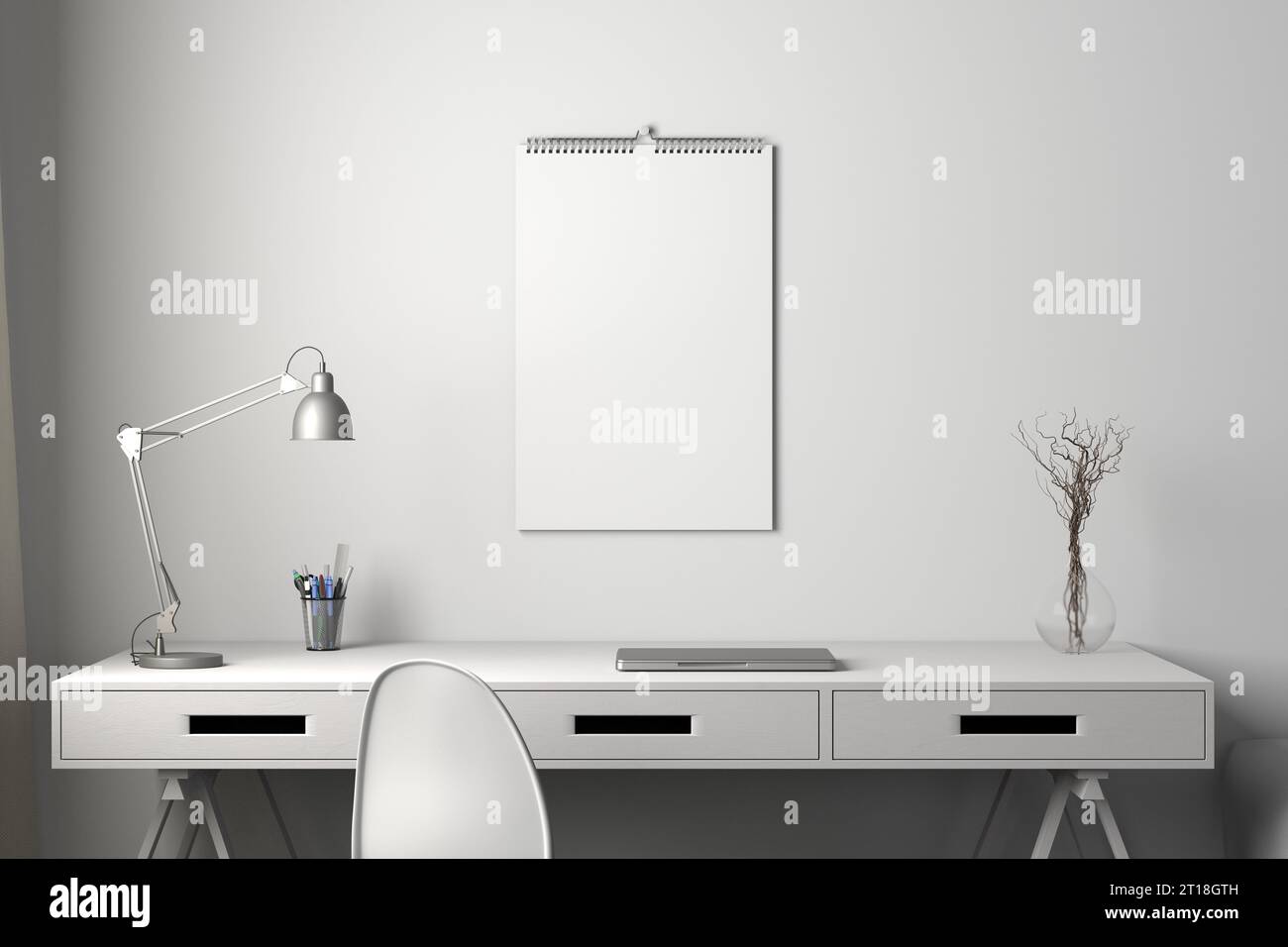 Modello di calendario da parete in salotto Foto Stock